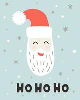 Merry Christmas template with Santa head. Background for greeting cards, postcards, letters, labels, web, etc. vector