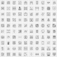 paquete de 100 iconos de líneas universales para móviles y web vector