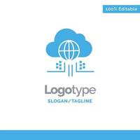 internet piensa en la tecnología de la nube azul plantilla de logotipo sólido lugar para el eslogan vector