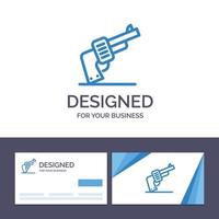 Creative Business Card and Logo template Gun Hand Weapon American Vector Illustration