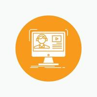 tutorials. video. media. online. education White Glyph Icon vector