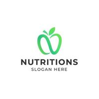 Letter N nutrition apple logo vector