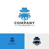 Man with octopus beard wearing hat logo vector