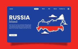 Landing Page - Russian Island or Country Map, Vector Border Detailed Illustration with a cute theme for kids. Russia is one of the countries in Europe.