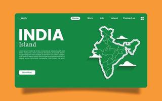página de destino: mapa vectorial de la isla india, ilustración de gran detalle. el país de la india es el sur de asia. vector