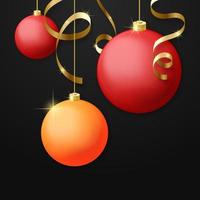 Christmas red and orange balls and golden serpentine. Vector illustration. Part 1. photo