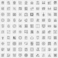 paquete de 100 iconos de líneas universales para móviles y web vector