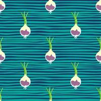 Hand drawn onion bulb seamless pattern. Onion in doodle style endless wallpaper. vector