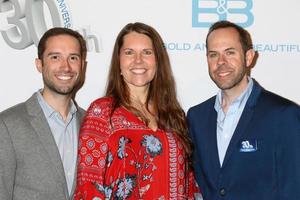 LOS ANGELES - MAR 23 - Mark Pinciotti, Cynthia J. Popp, Casey Kasprzyk at the On Set celebration of 30 Years of Bold and Beautiful and their 23 Daytime Emmy nominations at CBS Televsision City on March 23, 2017 in Los Angeles, CA photo