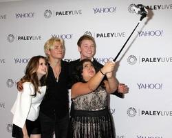 LOS ANGELES - MAY 3 - Laura Marano, Ross Lynch, Calum Worthy, Raini Rodriguez at the Austin and Ally Special Screening and Panel at the Paley Center For Media on May 3, 2015 in Beverly Hills, CA photo