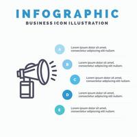 atributo de aire puede ventilador icono de línea de bocina con 5 pasos presentación infografía fondo vector