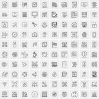 paquete de 100 iconos de líneas universales para móviles y web vector