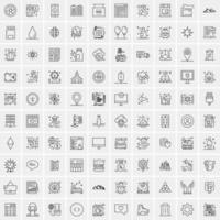 paquete de 100 iconos de líneas universales para móviles y web vector