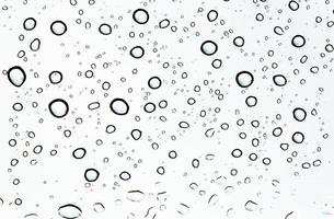 Drops of water and water beads on clear glass. photo