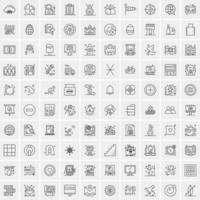 paquete de 100 iconos de líneas universales para móviles y web vector