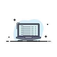 Api app coding developer laptop Flat Color Icon Vector