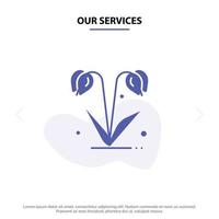 Our Services Flower Floral Nature Spring Solid Glyph Icon Web card Template vector