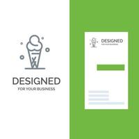 Ice Cream Cream Ice Cone Grey Logo Design and Business Card Template vector