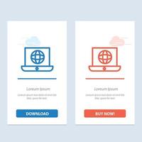 Laptop World Globe Technical  Blue and Red Download and Buy Now web Widget Card Template vector