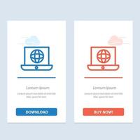 Laptop World Globe Technical  Blue and Red Download and Buy Now web Widget Card Template vector