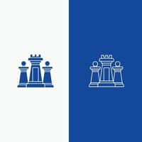 Chess Computer Strategy Tactic Technology Line and Glyph Solid icon Blue banner Line and Glyph Solid vector