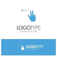 Fingers Gesture Left Blue Solid Logo with place for tagline vector