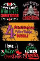 Christmas T-Shirt Design Bundle with Christmas tree and Christmas pattern for Christmas Celebration. Good for Greeting cards, t-shirts, mugs, and gifts. For Men, Women, and Baby clothes vector