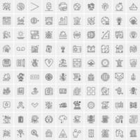 paquete de 100 iconos de líneas universales para móviles y web vector