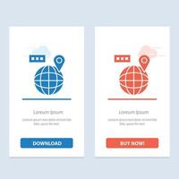 World Map Navigation Location  Blue and Red Download and Buy Now web Widget Card Template vector