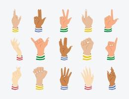 Hand Gestures vector in flat design