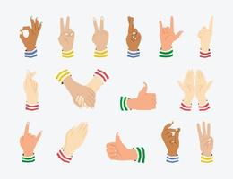 Hand Gestures vector in flat design