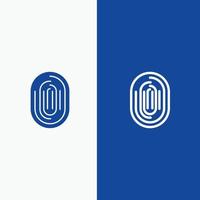 Fingerprint Identity Recognition Scan Scanner Scanning Line and Glyph Solid icon Blue banner Line an vector