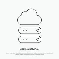 Big Cloud Data Storage Line Icon Vector