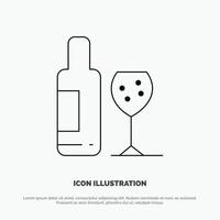 Drink Bottle Glass Love Line Icon Vector