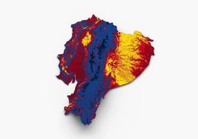 Ecuador map with the flag Colors Red and yellow Shaded relief map 3d illustration photo
