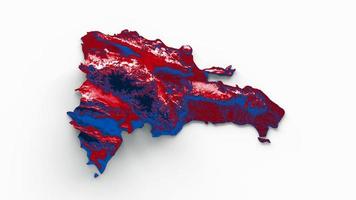 mapa de república dominicana con los colores de la bandera rojo y amarillo mapa en relieve sombreado ilustración 3d foto