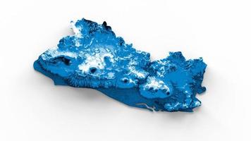 El Salvador map with the flag Colors Blue and White Shaded relief map 3d illustration photo