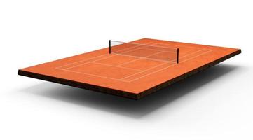 Tennis court Clay Top view field Court field with markings. Play on red clay court, Tennis net 3d illustration photo