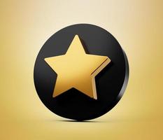 One Gold rating star symbol of review service 3d illustration photo