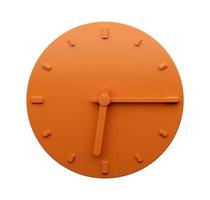 Minimal Orange clock 6 15 quarter past Six o'clock abstract Minimalist wall clock Six fifteen 3d Illustration photo