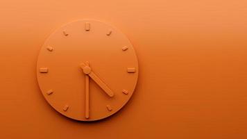 Minimal Orange clock 4 30 Half past Four o'clock abstract Minimalist wall clock 16 30 3d Illustration photo