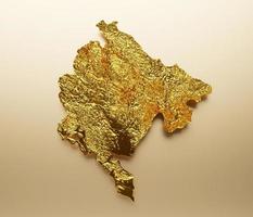 mapa de montenegro color dorado metal altura mapa fondo 3d ilustración foto