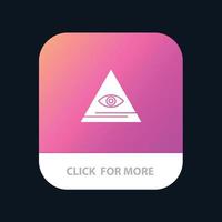 ojo illuminati pirámide triángulo aplicación móvil botón android e ios versión de glifo vector