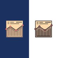 Analysis Web Website Report  Icons Flat and Line Filled Icon Set Vector Blue Background