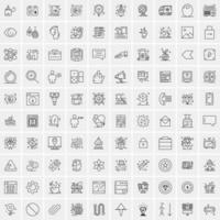 conjunto de 100 iconos de línea de negocios creativos vector