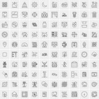 paquete de 100 iconos de líneas universales para móviles y web vector