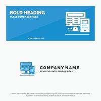 Computer Monitor Education Calculate SOlid Icon Website Banner and Business Logo Template vector