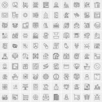 paquete de 100 iconos de líneas universales para móviles y web vector