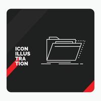 Red and Black Creative presentation Background for Archive. catalog. directory. files. folder Line Icon vector