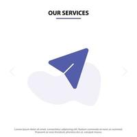 Our Services Arrow Pin Mouse Computer Solid Glyph Icon Web card Template